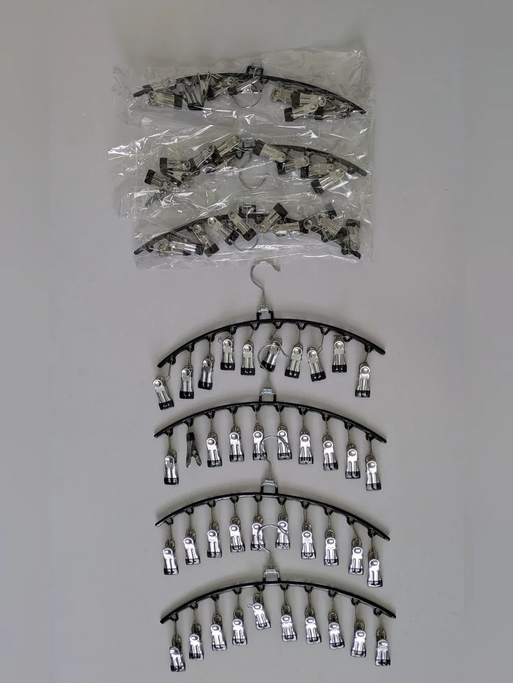Black & Silver Multi-Clip Hanger for Accessories